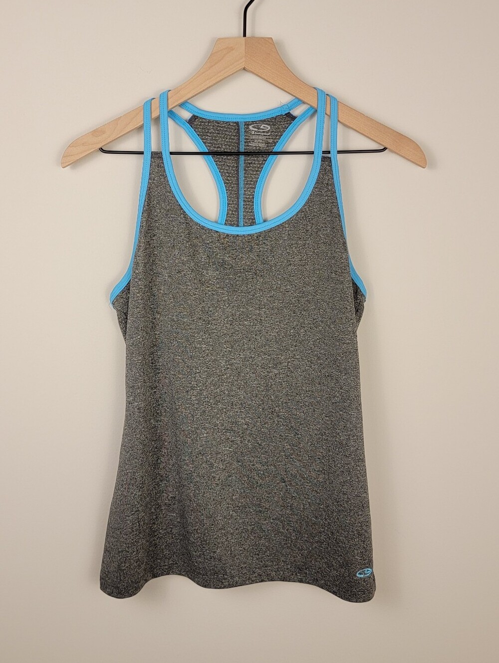 C9 Champion Heather Gray Blue Double Strap Racerback Workout Tank Top XS